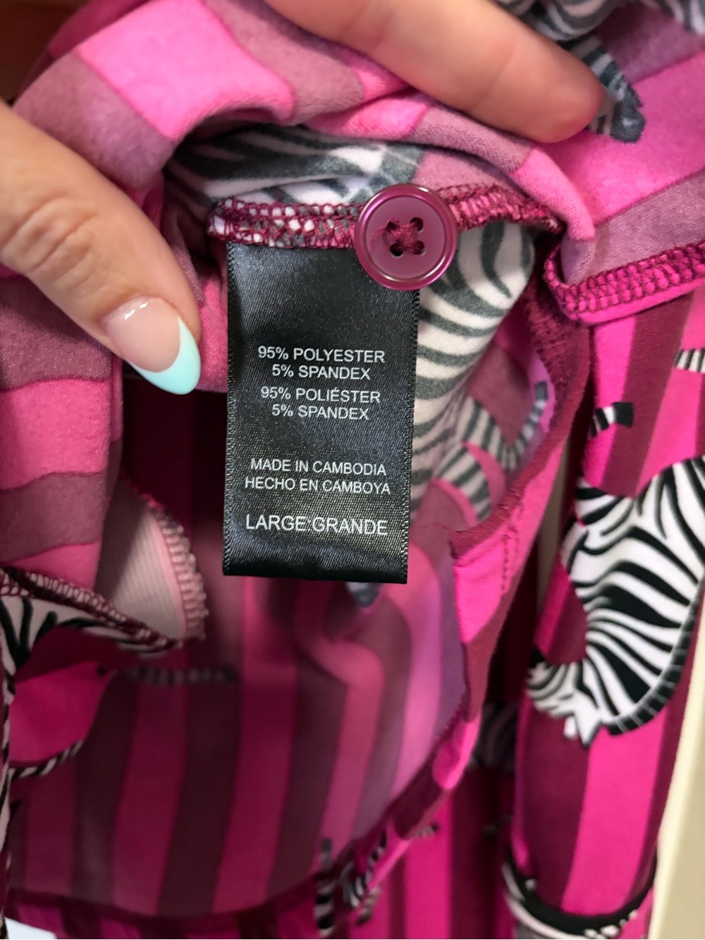 🦓🎀Cute & Cozy Zebra Print Hot Pink Stripes L/S Pants Pajama Set🎀🦓 - Picture 6 of 13